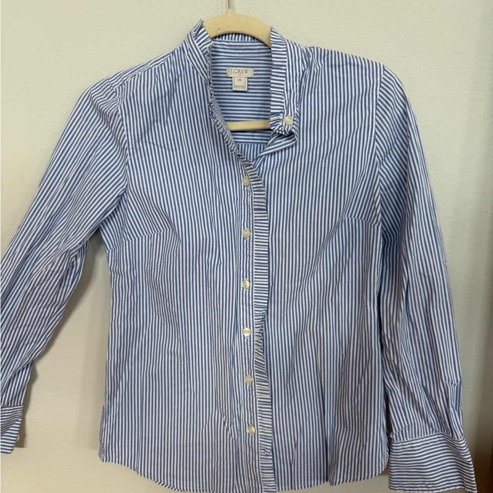 J. Crew Light Blue and White Striped Shirt